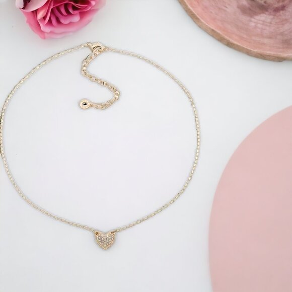ANNE KLEIN Pave Crystal Heart Necklace - Picture 1 of 3